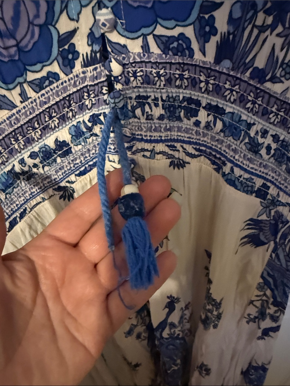Spell and the Gypsy Blue Bird Paradiso Beige and Blue Floral V-Neck Maxi Dress - Picture 2 of 6